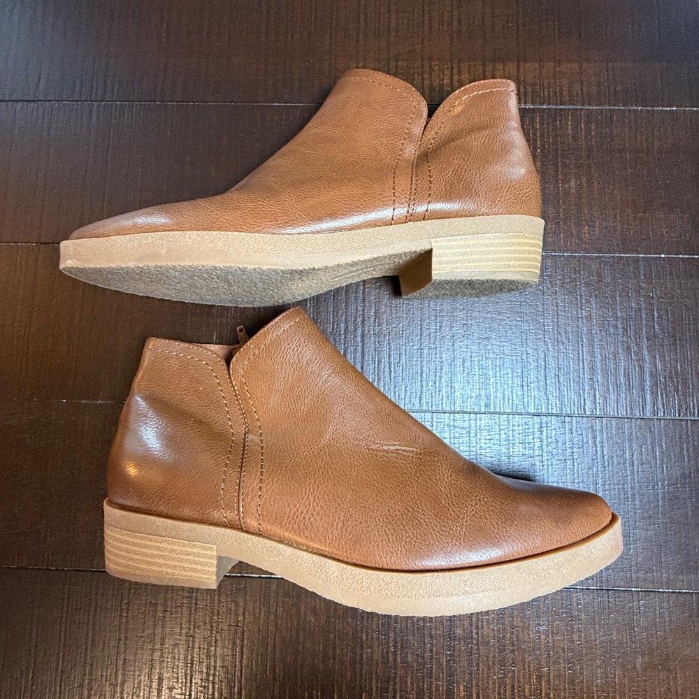 Frye‎ & Co Ilisha Tan Leather Ankle Boots Pointed Toe Side Zip Booties Women 10M - Picture 7 of 10